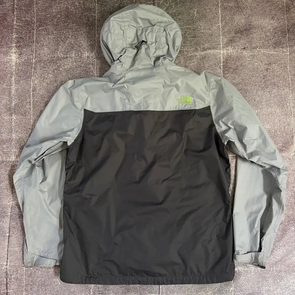 Men's The North Face Dryvent Gray Color Block Hooded Zip Rain Coat Jacket Sz L